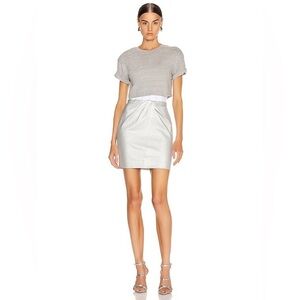 Small RtA Naomi Metallic Short Sleeve Mini Dress in Sound Silver
